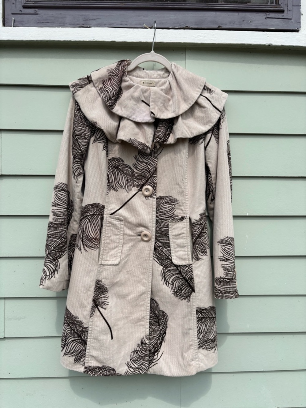 Anthropologie Elevenses Ruffled Plume Coat - Picture 3 of 6